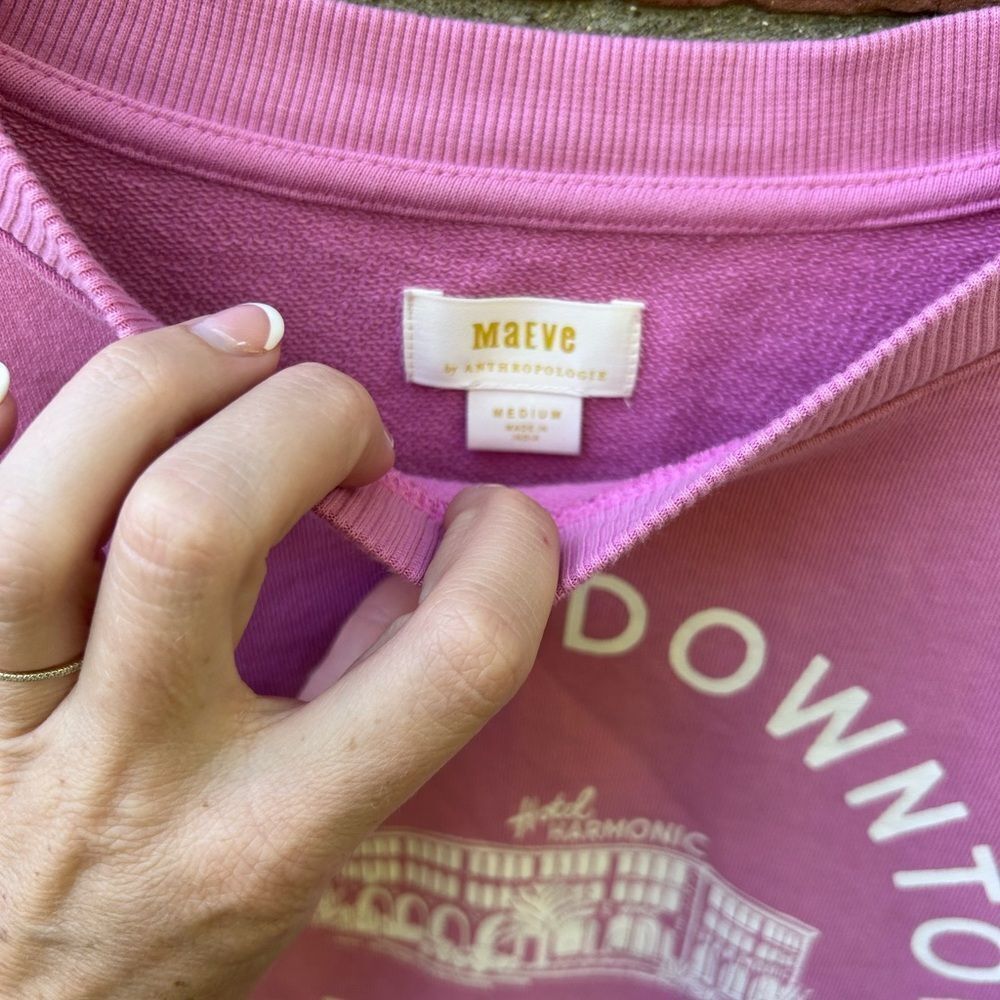 Anthropologie Pink Maeve Austin Texas Crewneck Sweatshirt - Picture 4 of 9